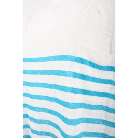 Boden Womans Tank Top Shirt Blouse US 18 UK 22 Aqua Blue White Striped Linen - Picture 4 of 6